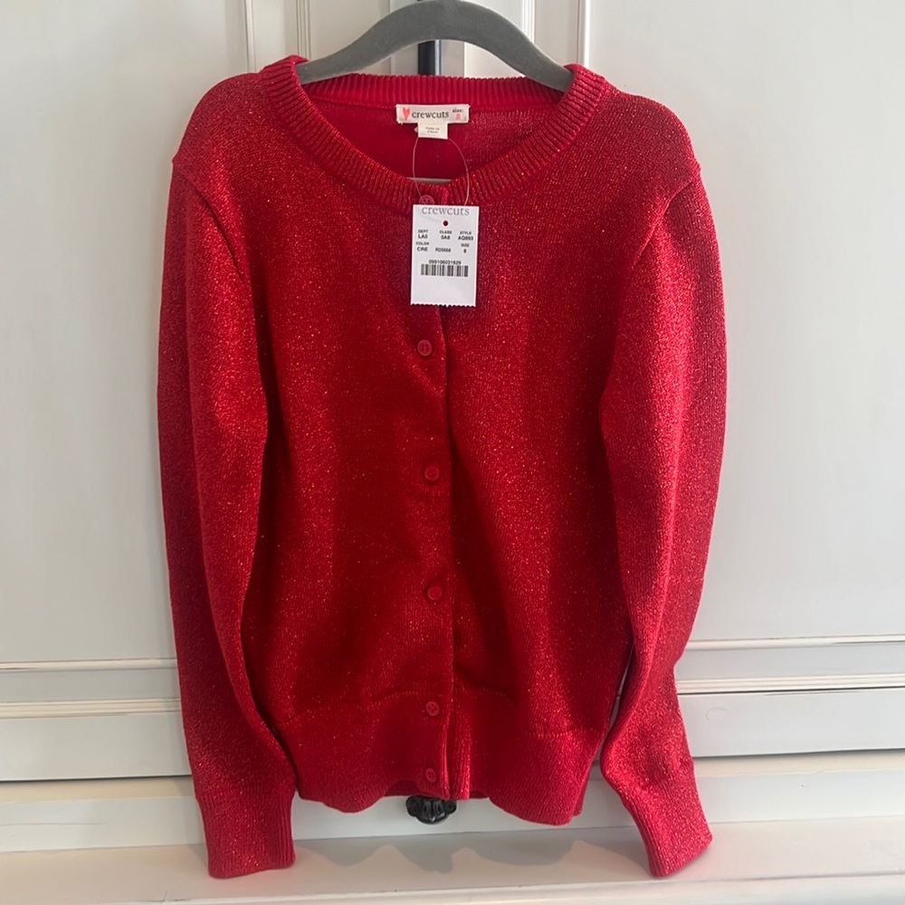 Crewcuts red shimmer cardigan